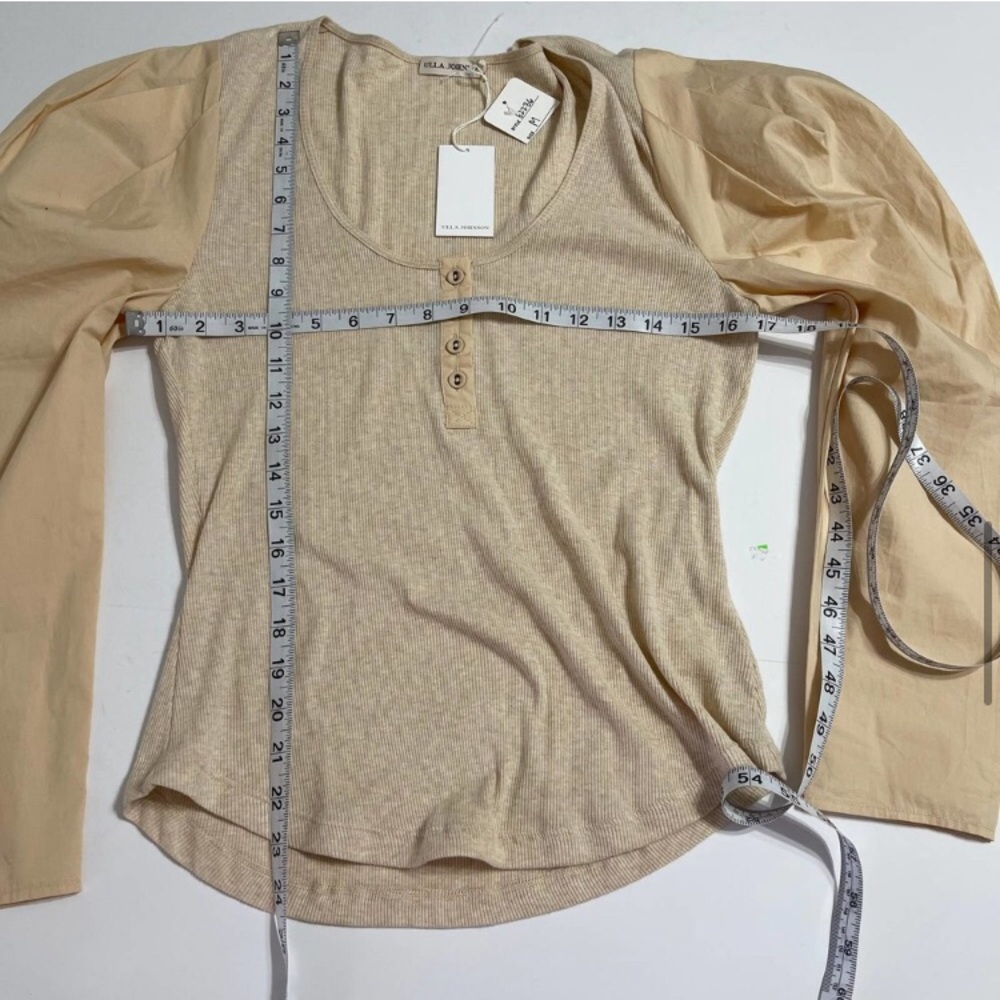 Ulla Johnson Joanne Ribbed Jersey Poplin Top - Picture 4 of 4